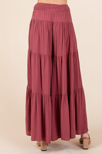 Alena Tier Detail Smocked Elastic Waist Wide Leg Pants