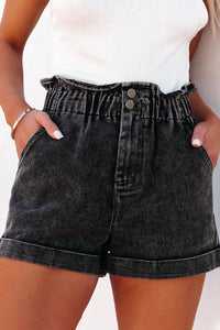 Catherine Paperbag Waist Denim Shorts with Pockets