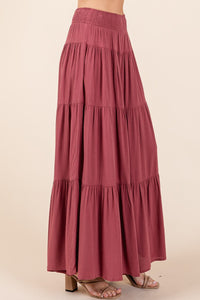 Alena Tier Detail Smocked Elastic Waist Wide Leg Pants