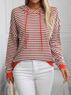 Lena Striped Long Sleeve Hooded Knit Top