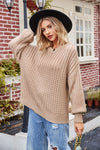 Reagan Ribbed Drop Shoulder Lantern Sleeve Sweater