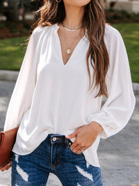 Ayla Notched Neck Long Sleeve Blouse