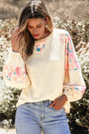 Heaven Printed Round Neck Balloon Sleeve Blouse