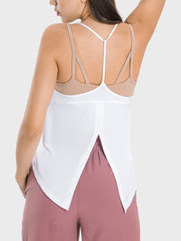 Amelia Slit Spaghetti Strap Scoop Neck Active Cami