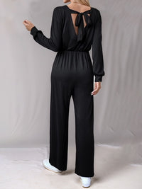 Wren Tied Round Neck Wide Leg Jumpsuit