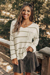 Ada Striped V-Neck Drop Shoulder Sweater