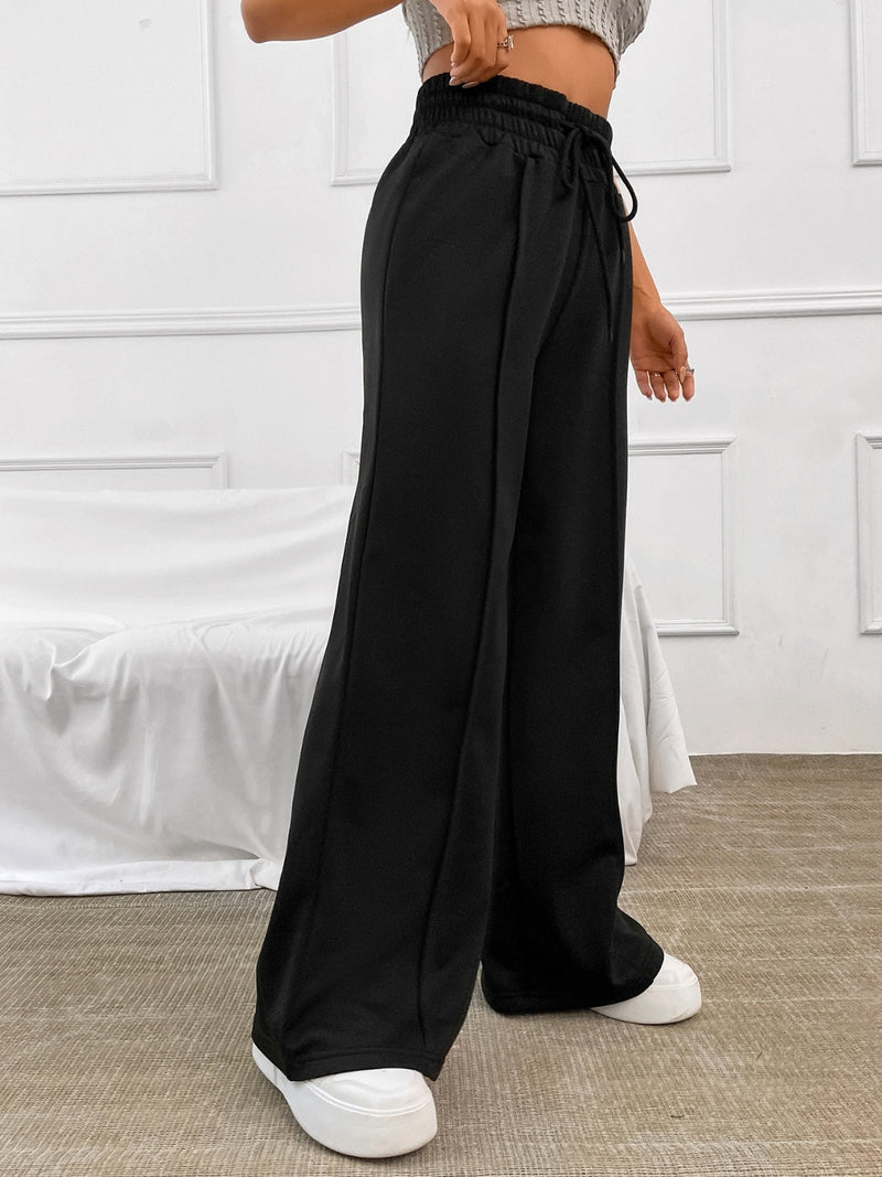 Julieta Honey Drawstring Elastic Waist Wide Leg Pants