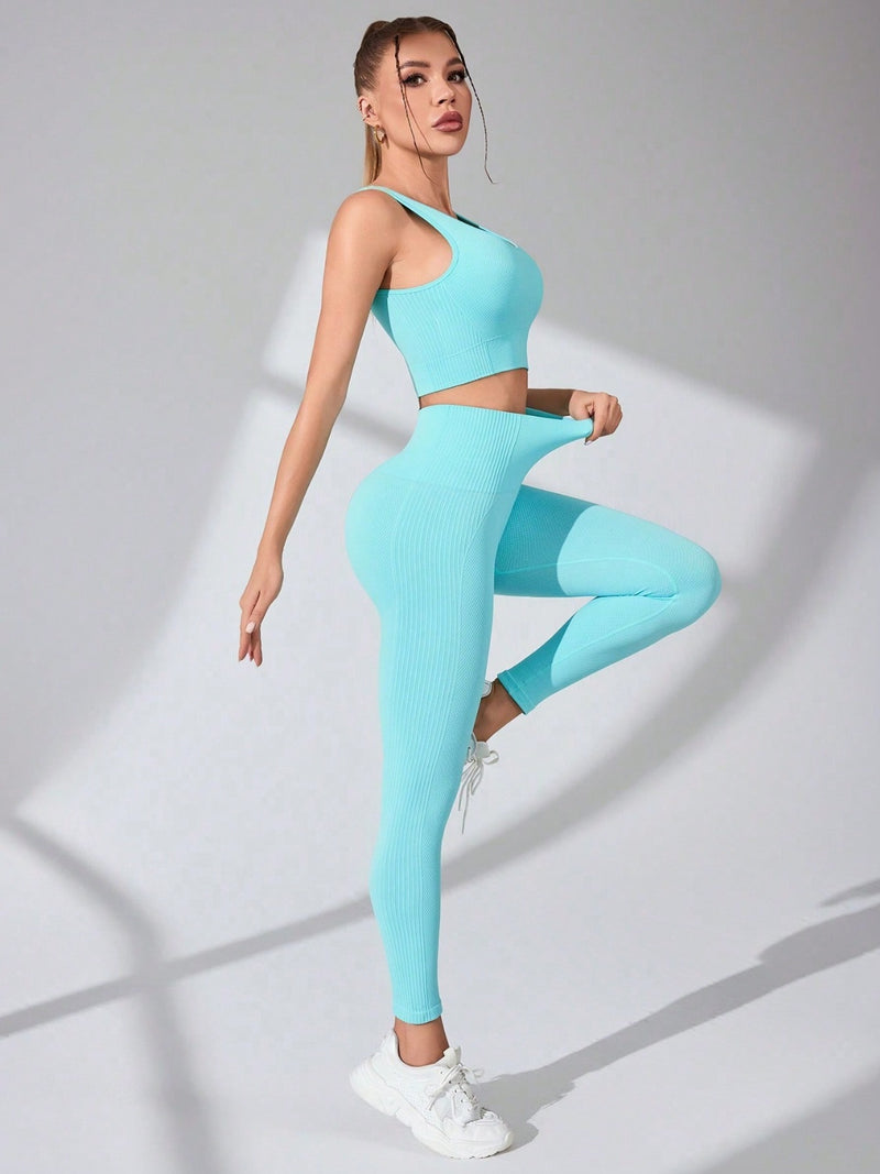 Charlotte Scoop Neck Wide Strap Top and Pants Active Set