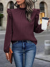 Sarah Mock Neck Ruffle Shoulder Blouse