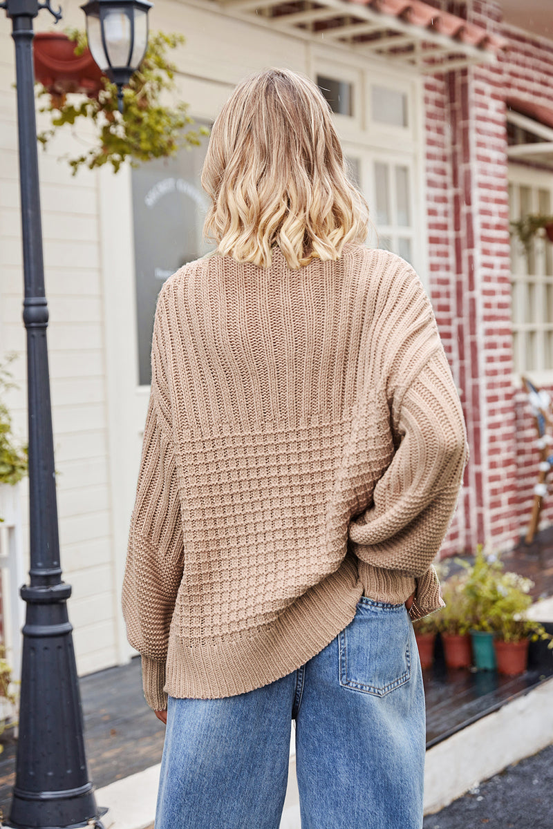 Reagan Ribbed Drop Shoulder Lantern Sleeve Sweater