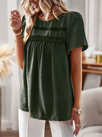 Callie Lace Detail Round Neck Short Sleeve Blouse