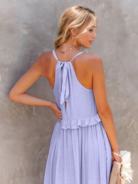 Zahra Ruffled Sleeveless Tiered Maxi Dress with Pockets