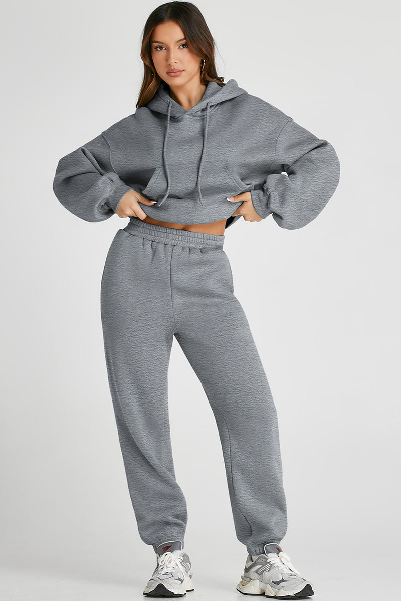 Brianna Dropped Shoulder Hooded Top and Pants Active Set