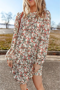 Tessa Floral Round Neck Long Sleeve Mini Dress