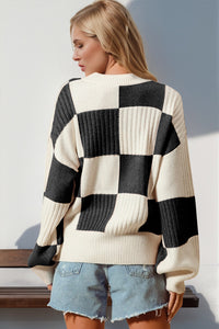 Ariya Checkered Dropped Shoulder Cardigan