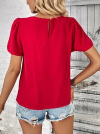 Fiona Round Neck Slit Short Sleeve Top