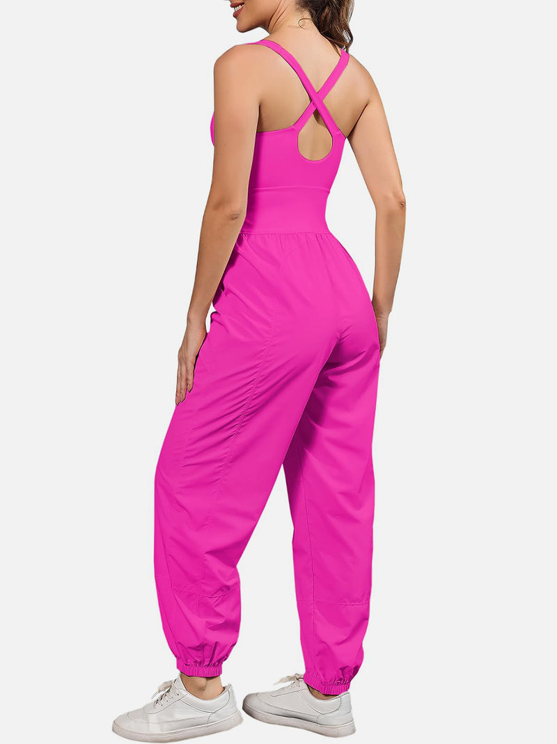 Amari Cutout Scoop Neck Wide Strap Jumpsuit