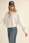 Haisley Round Neck Dolman Sleeve Cropped Sweater