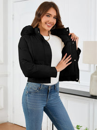 Kiana Pocketed Long Sleeve Cropped Hooded Winter Jacket