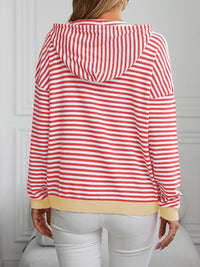 Lena Striped Long Sleeve Hooded Knit Top