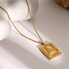 Jessica Stainless Steel Inlaid Rhinestone Rectangle Shape Pendant Necklace