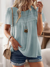 Callie Lace Detail Round Neck Short Sleeve Blouse