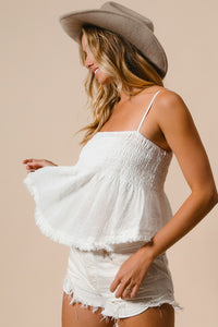 Luna Fringed Hem Smocked Cami