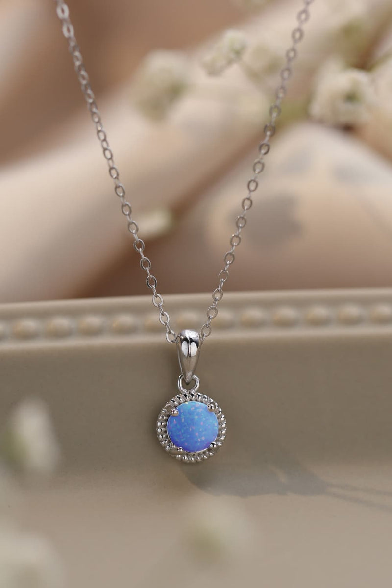 Alexis Opal Round Pendant Chain Necklace