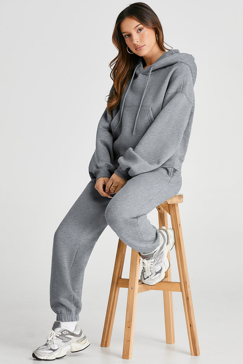 Brianna Dropped Shoulder Hooded Top and Pants Active Set