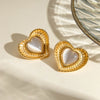 Margaret Stainless Steel Cat's Eye Stone Heart Earrings