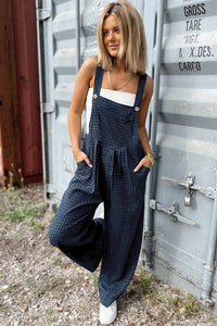 Avalynn Plaid Wide Strap Wide Leg Overalls