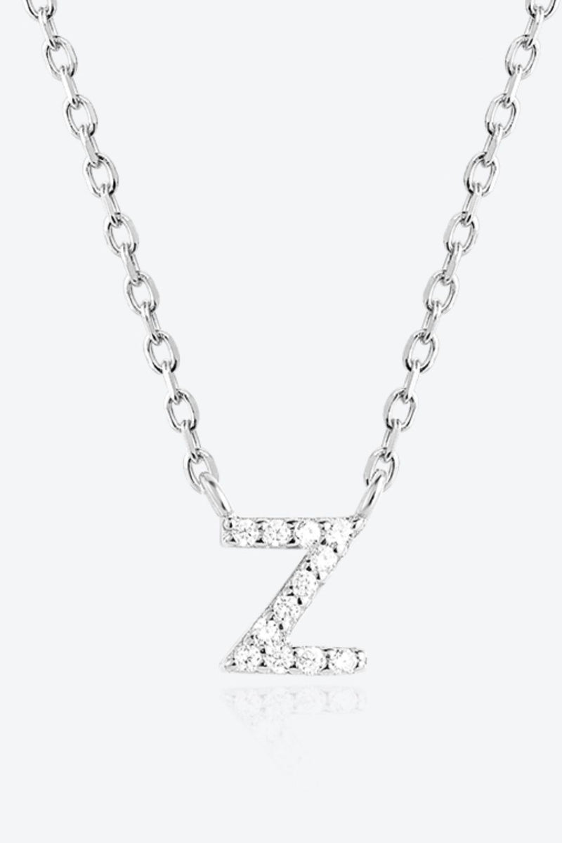 Angelina V To Z Zircon 925 Sterling Silver Necklace