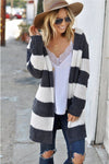 Nylah Contrast Stripes Open Front Long Sleeve Cardigan