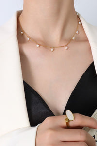 Sofia 18K Gold-Plated Titanium Steel Pearl Necklace