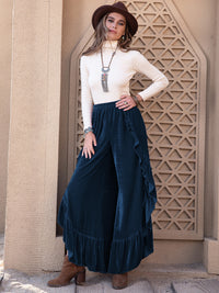 Paola Slit Ruffled Wide Leg Pants