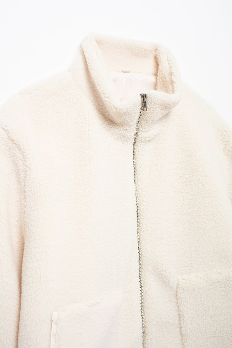 Alexandra Turtleneck Zip Up Long Sleeve Plush Jacket