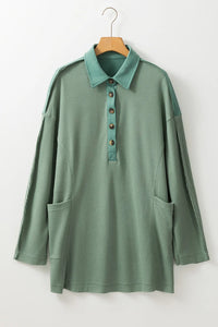 Ruth Half Button Long Sleeve Top