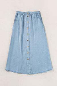 Sarahi Snap Down High Waist Denim Skirt