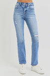 Avayah Distressed High-Rise Ankle Straight Jeans