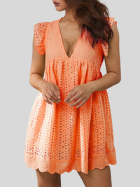 Bianca Ruffled Eyelet Cap Sleeve Mini Dress