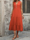 Dani Decorative Button Notched Sleeveless Dress