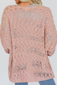 Maeve Openwork Open Front Long Sleeve Cardigan