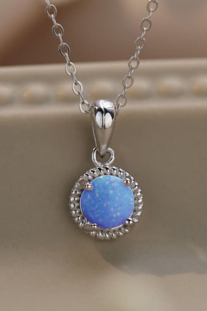 Alexis Opal Round Pendant Chain Necklace