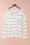 Ada Striped V-Neck Drop Shoulder Sweater