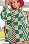 Avery Checkered Open Front Long Sleeve Cardigan