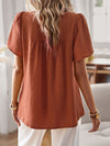 Callie Lace Detail Round Neck Short Sleeve Blouse