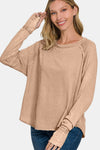 Cynthia Round Neck Thumbhole Long Sleeve T-Shirt