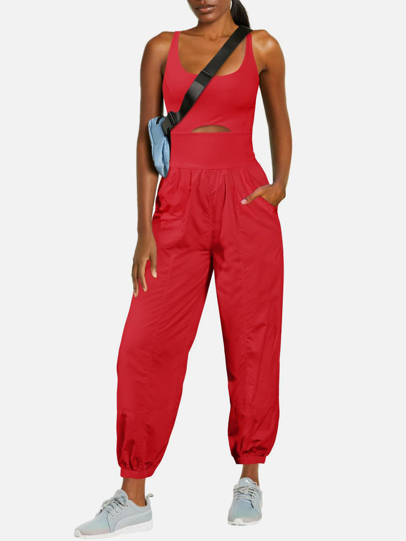 Amari Cutout Scoop Neck Wide Strap Jumpsuit