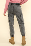 Khalani Washed Drawstring Jogger Cargo Jeans