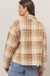 Malayah Plaid Collared Neck Boucle Jacket with Pockets